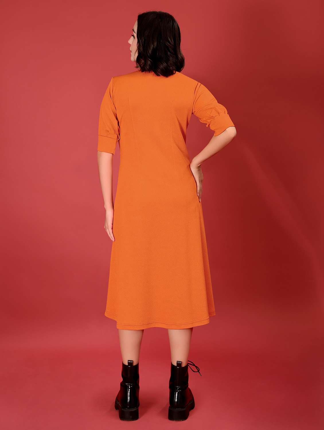 women self design short sleeves a-line dress - 22553311 -  Standard Image - 3