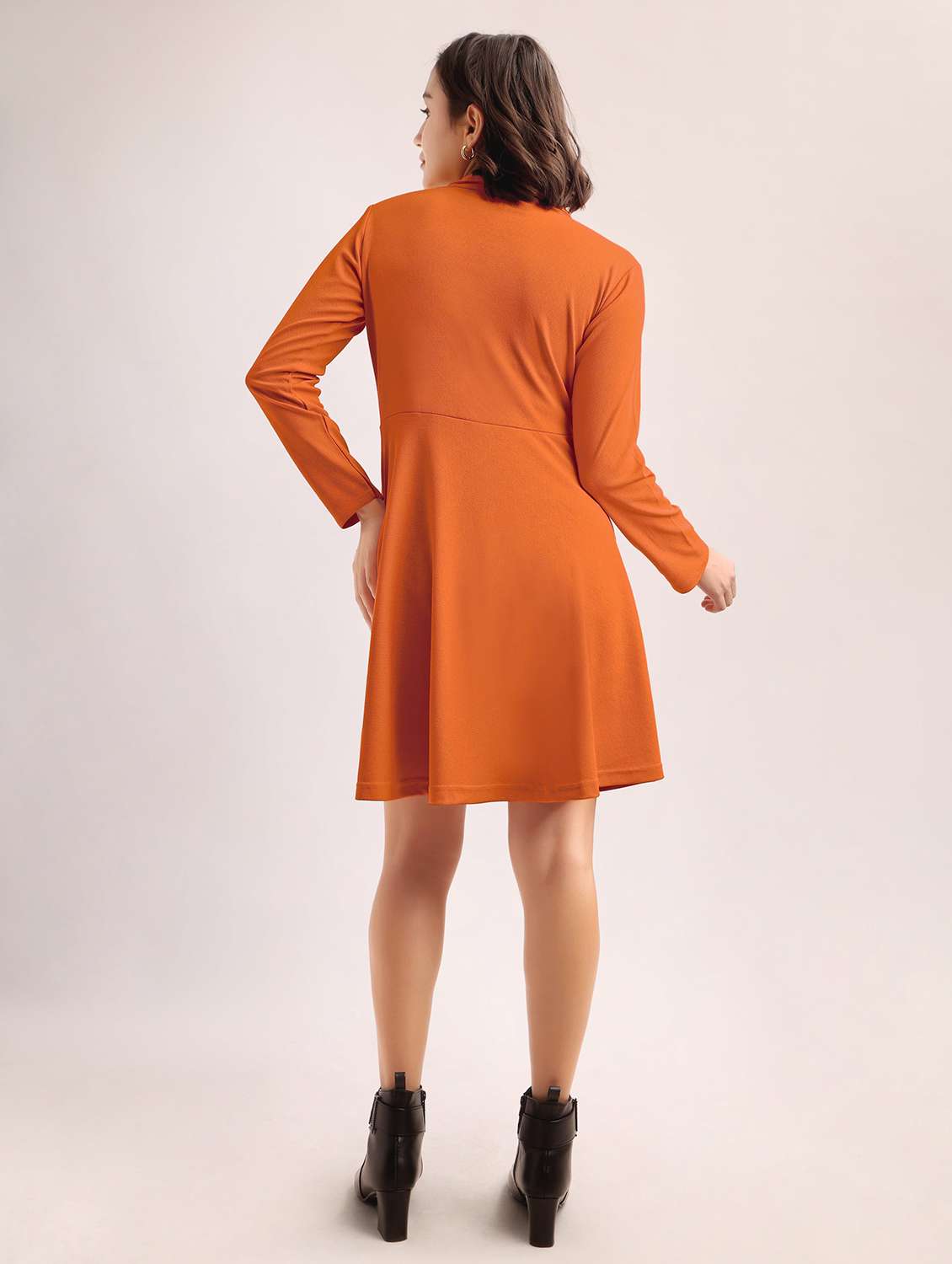women self design long sleeves fit and flare dress - 22553317 -  Standard Image - 3