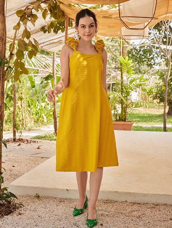 women self design sleeveless a-line dress