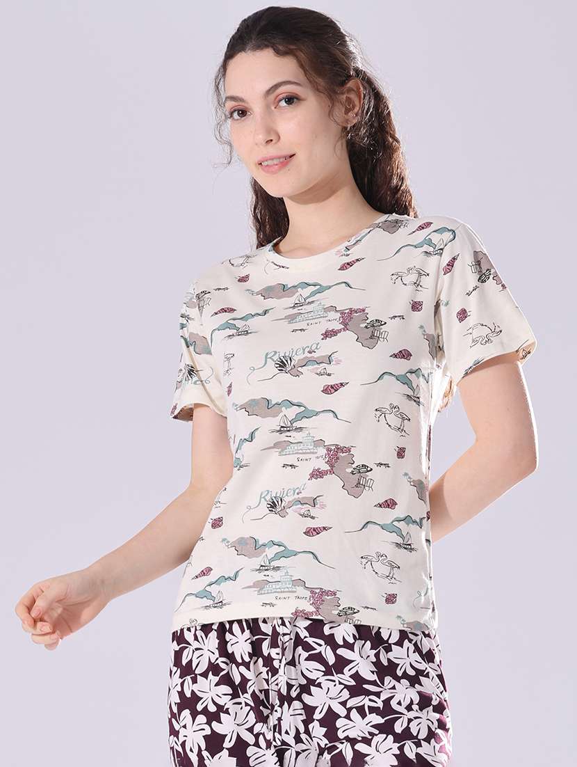 women printed short sleeves regular t-shirt