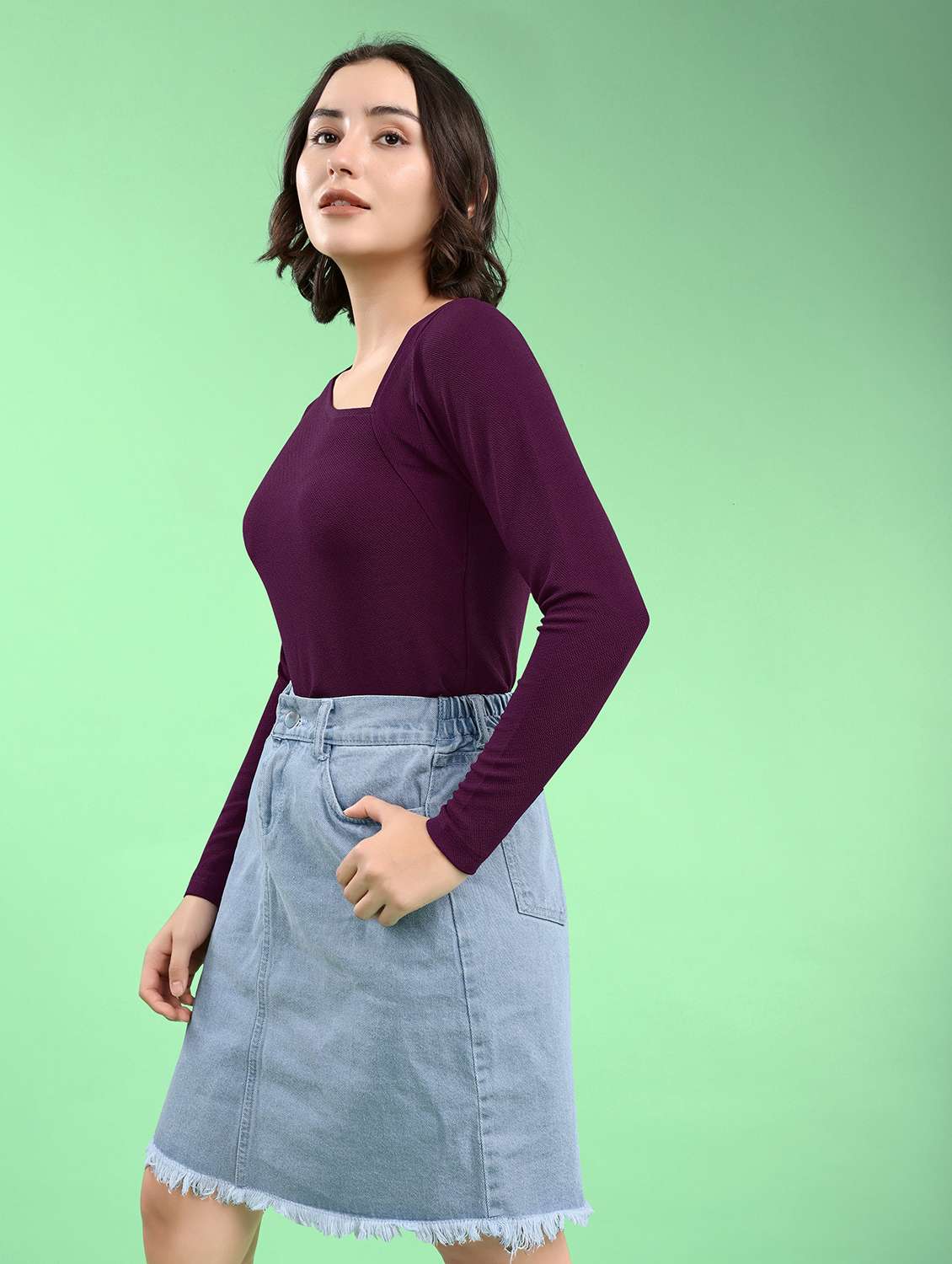 women solid long sleeves regular top - 22553573 -  Standard Image - 3