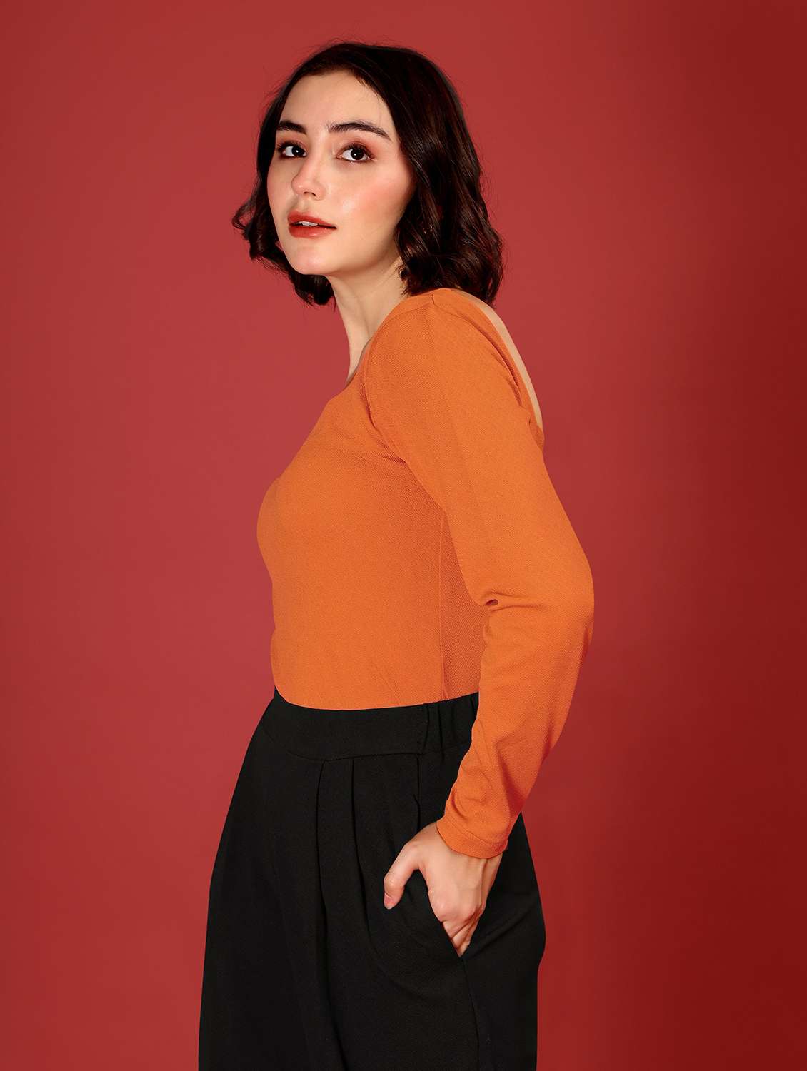 women solid long sleeves regular top - 22553580 -  Standard Image - 3