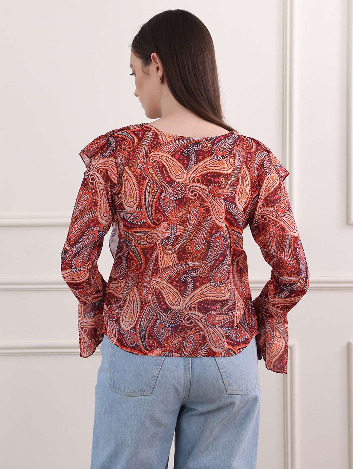 red georgette regular top - 22553602 -  Standard Image - 3