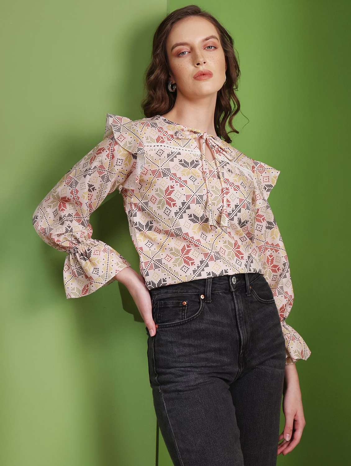 off white cotton blend regular top - 22553608 -  Standard Image - 3