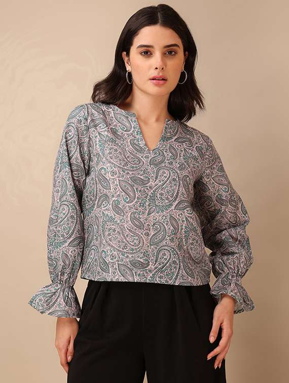 green cotton blend regular top