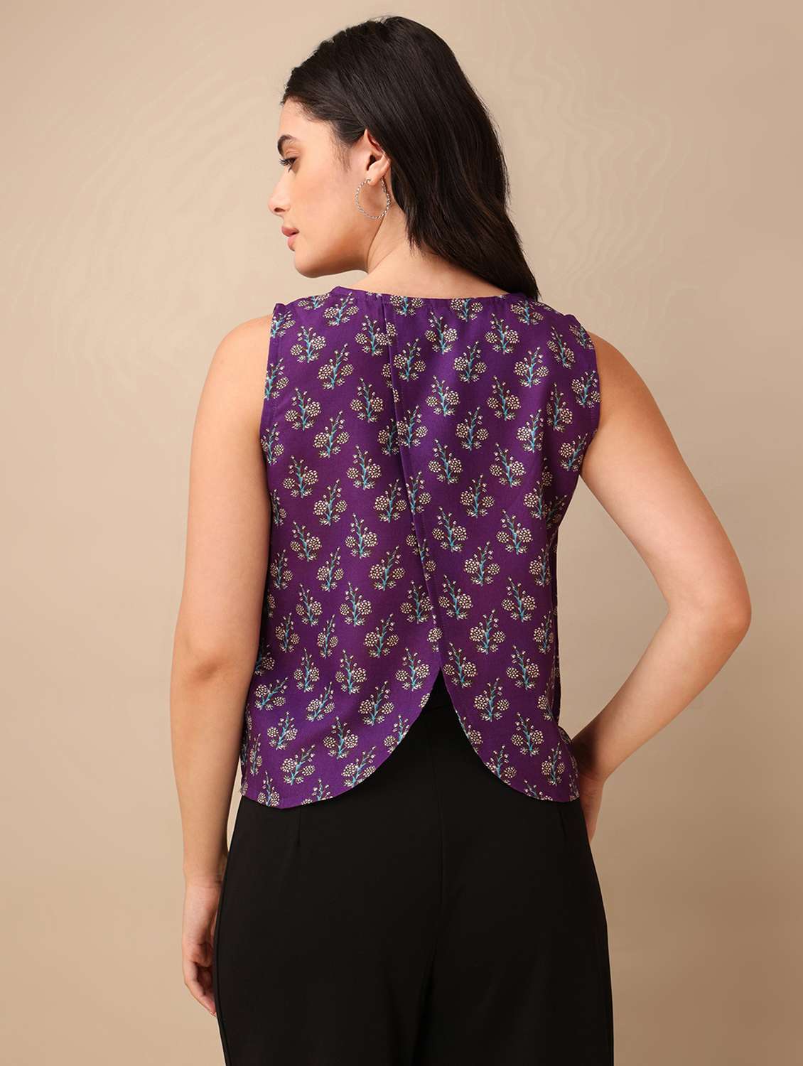 purple cotton blend crop top - 22553628 -  Standard Image - 3