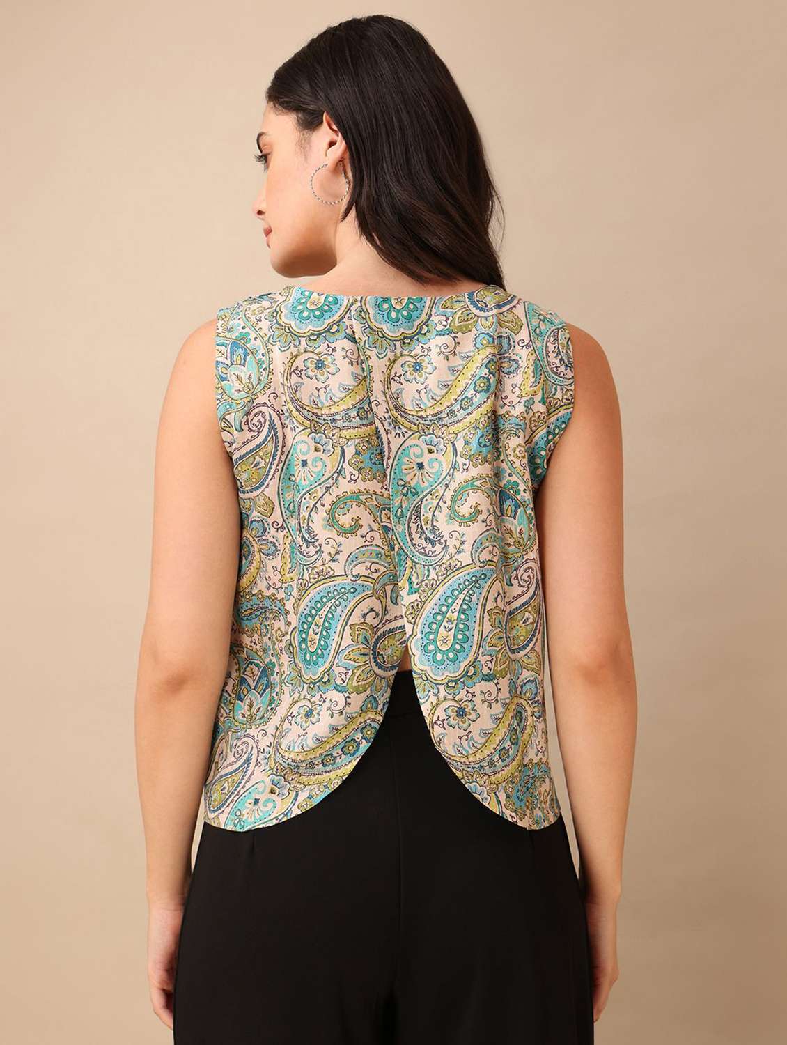 green cotton blend crop top - 22553629 -  Standard Image - 3