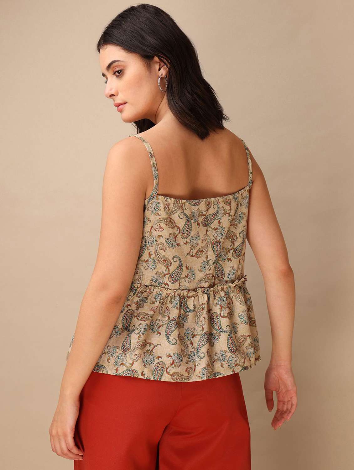 olive cotton blend tiered top - 22553630 -  Standard Image - 3