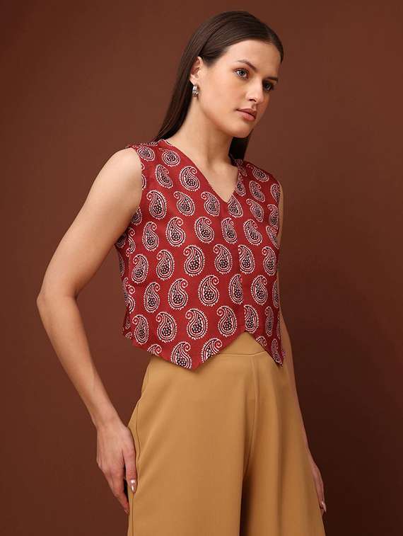 brown cotton blend crop top - 22553636 -  Standard Image - 3
