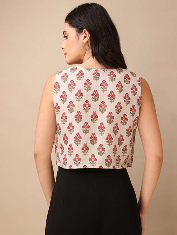 off white cotton blend crop top - 22553642 -  Standard Image - 3