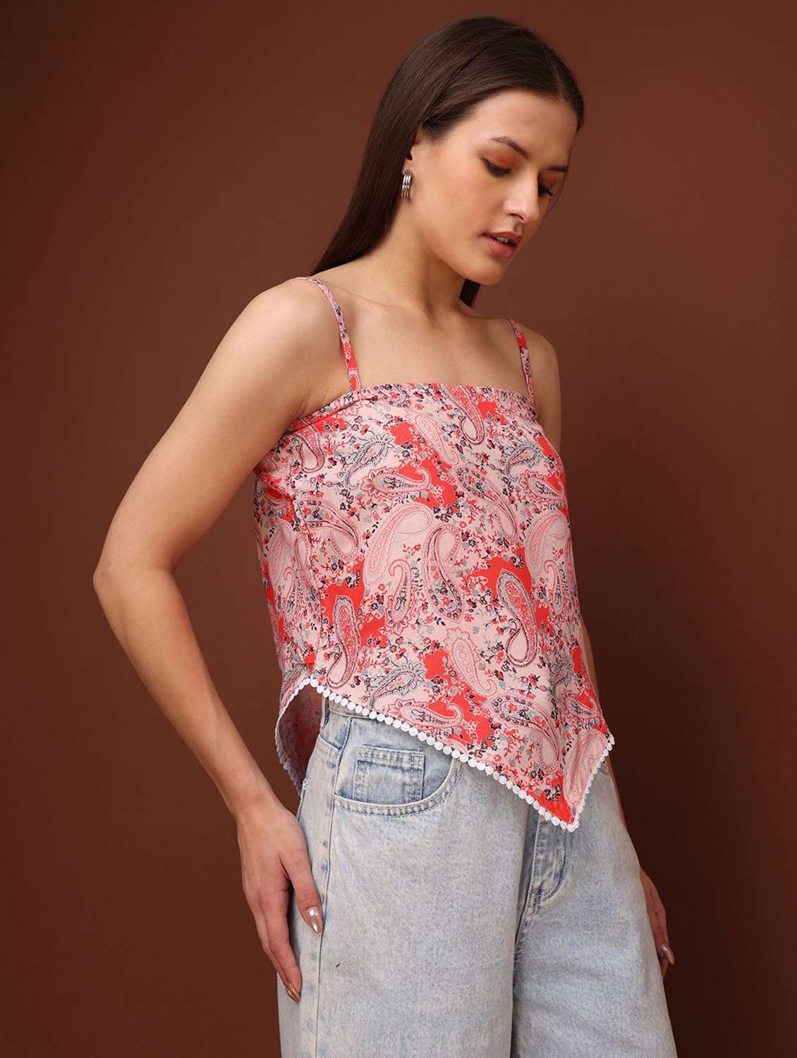 orange cotton blend crop top - 22553645 -  Standard Image - 3