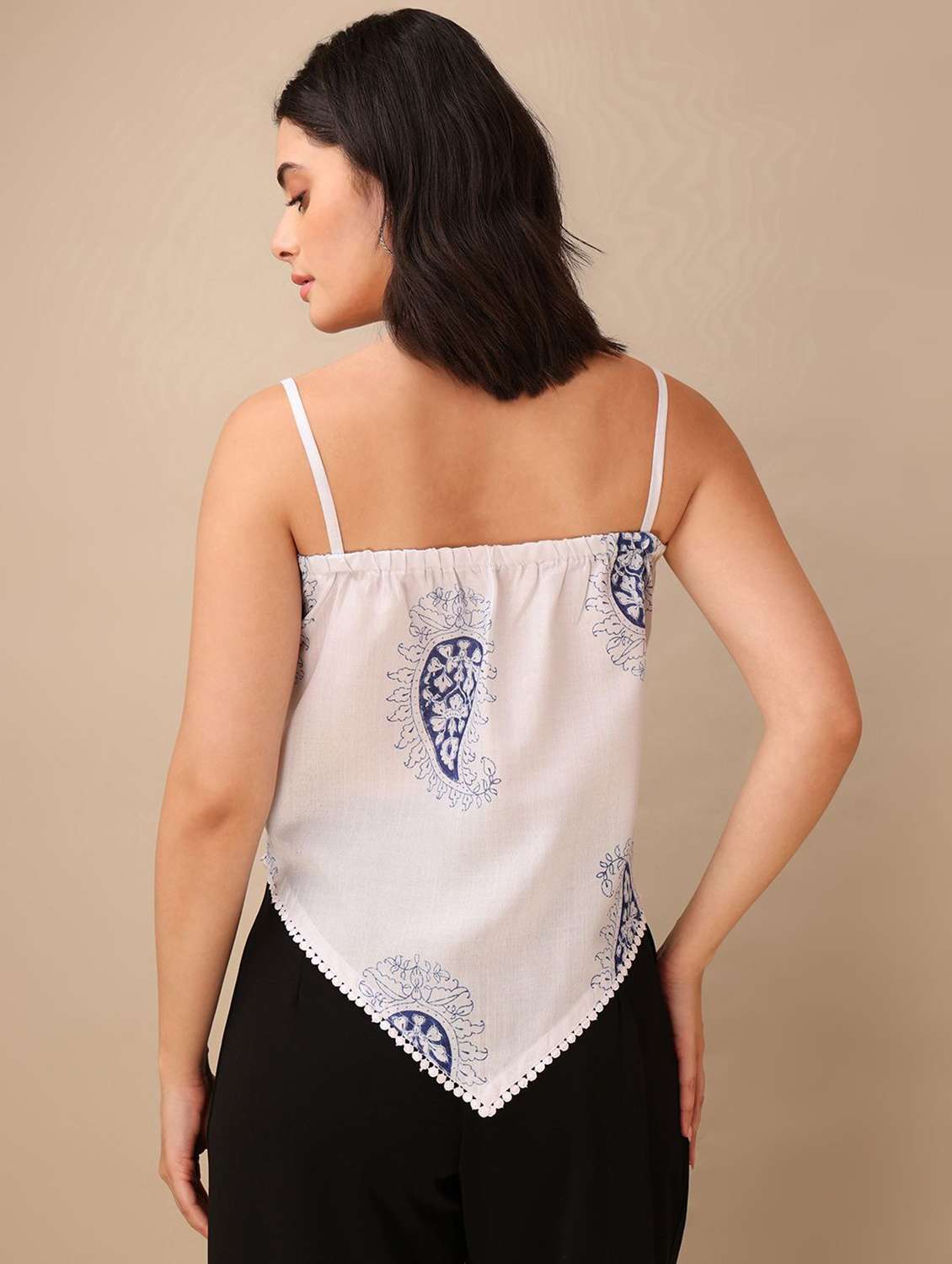 white cotton blend crop top - 22553647 -  Standard Image - 3