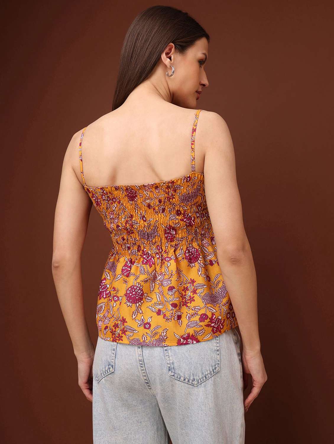 yellow cotton blend peplum top - 22553648 -  Standard Image - 3