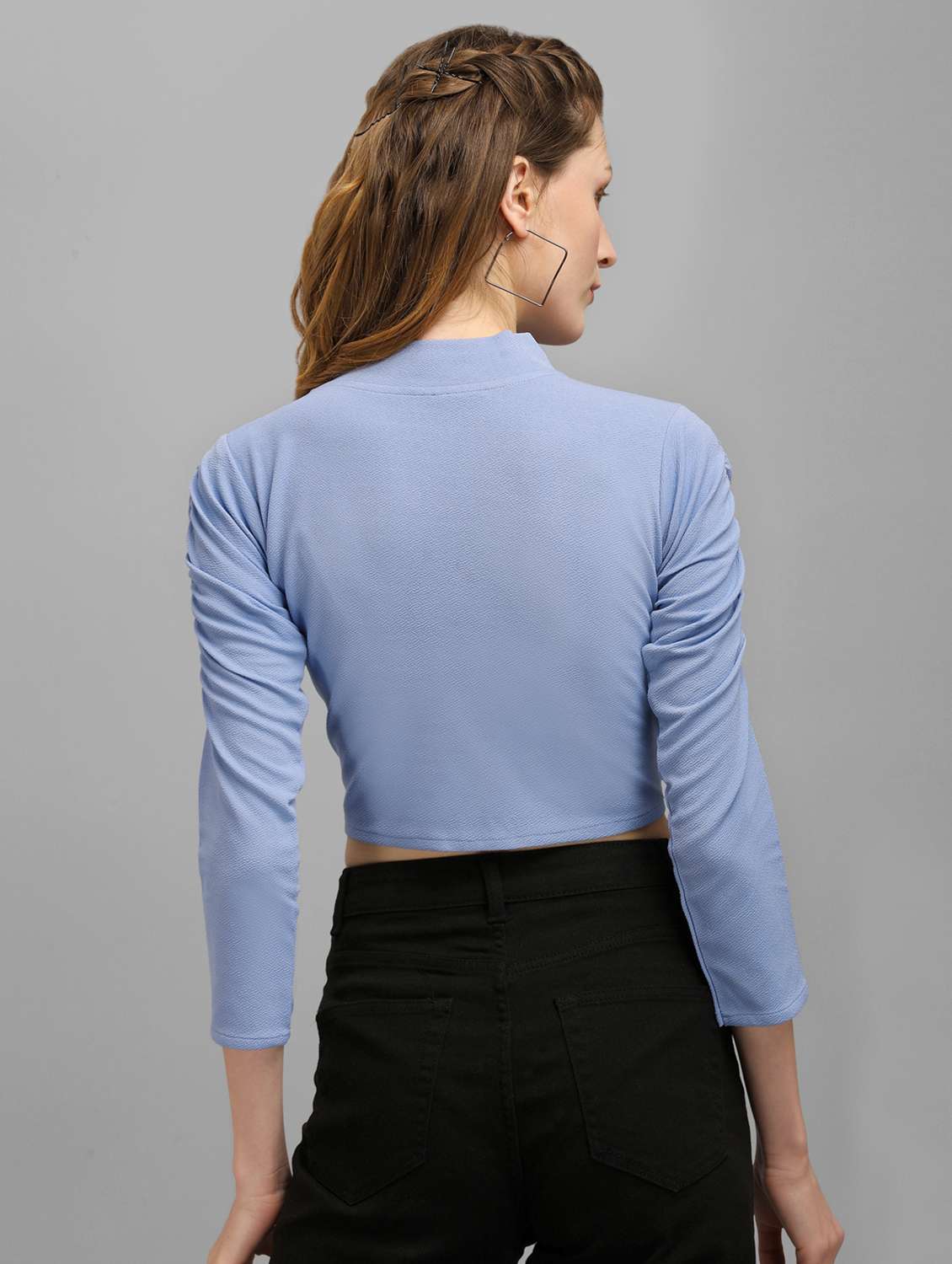 lavender polyester crop top - 22553657 -  Standard Image - 3