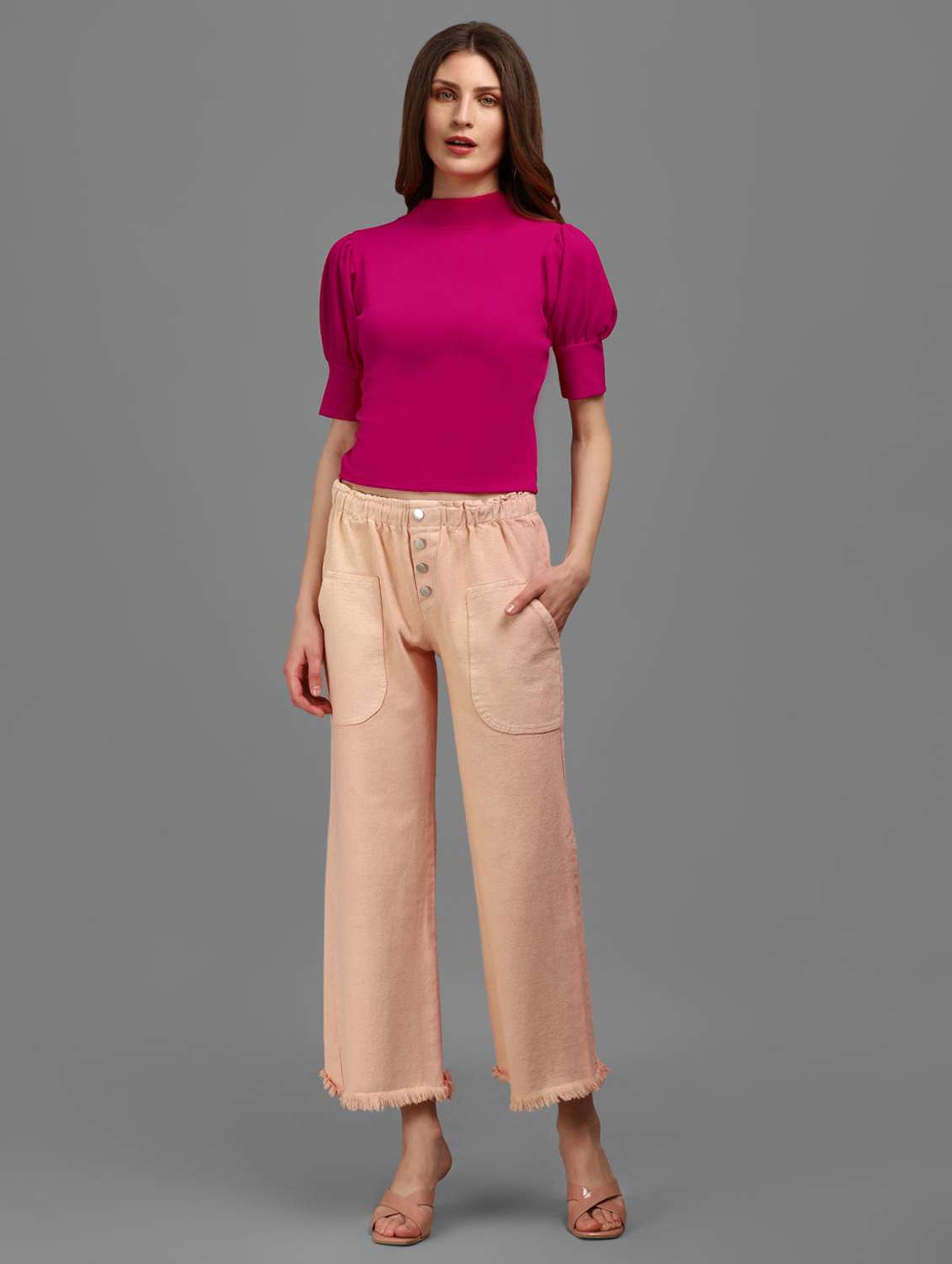 pink polyester crop top - 22553662 -  Standard Image - 3