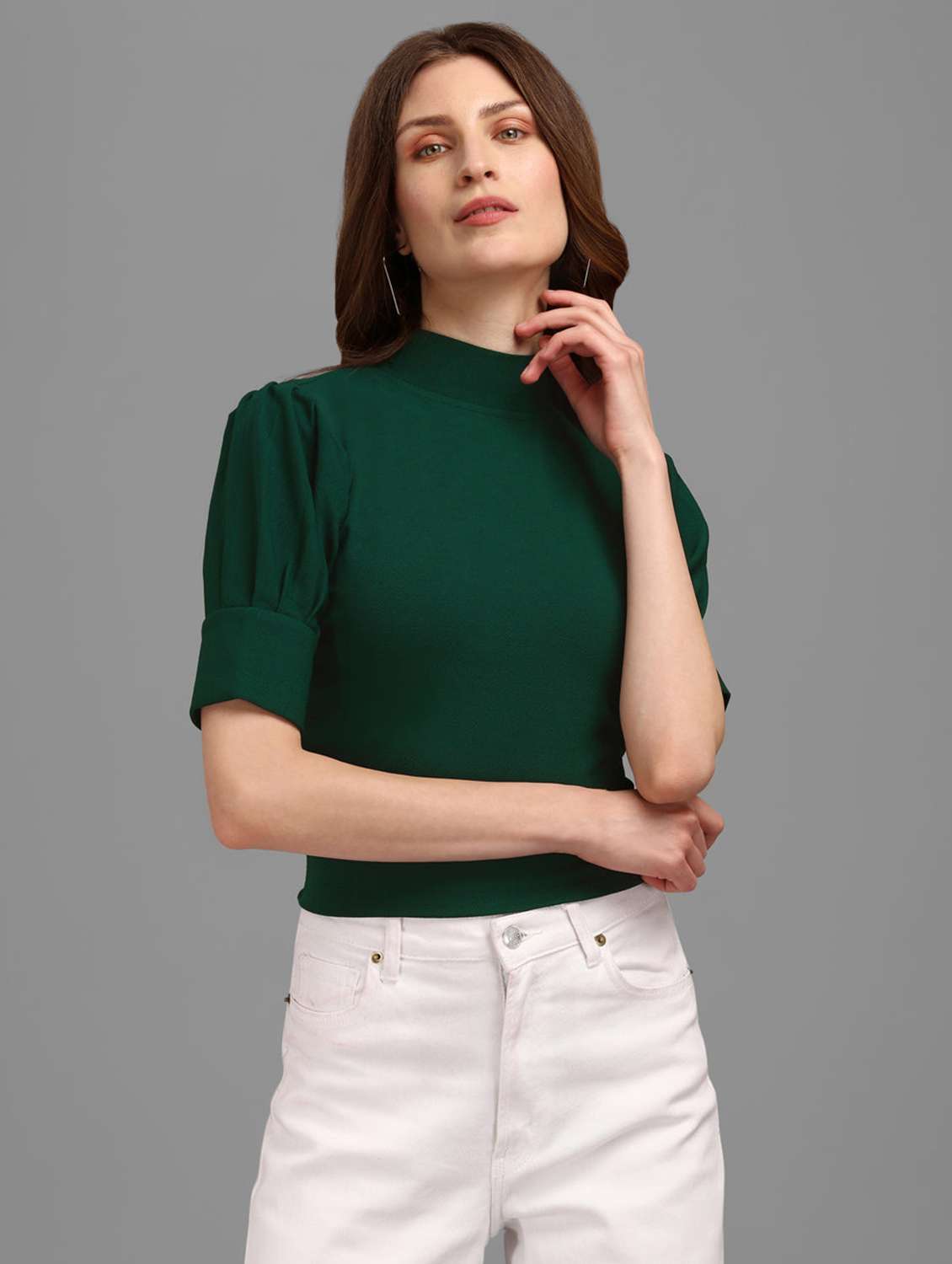 green polyester crop top
