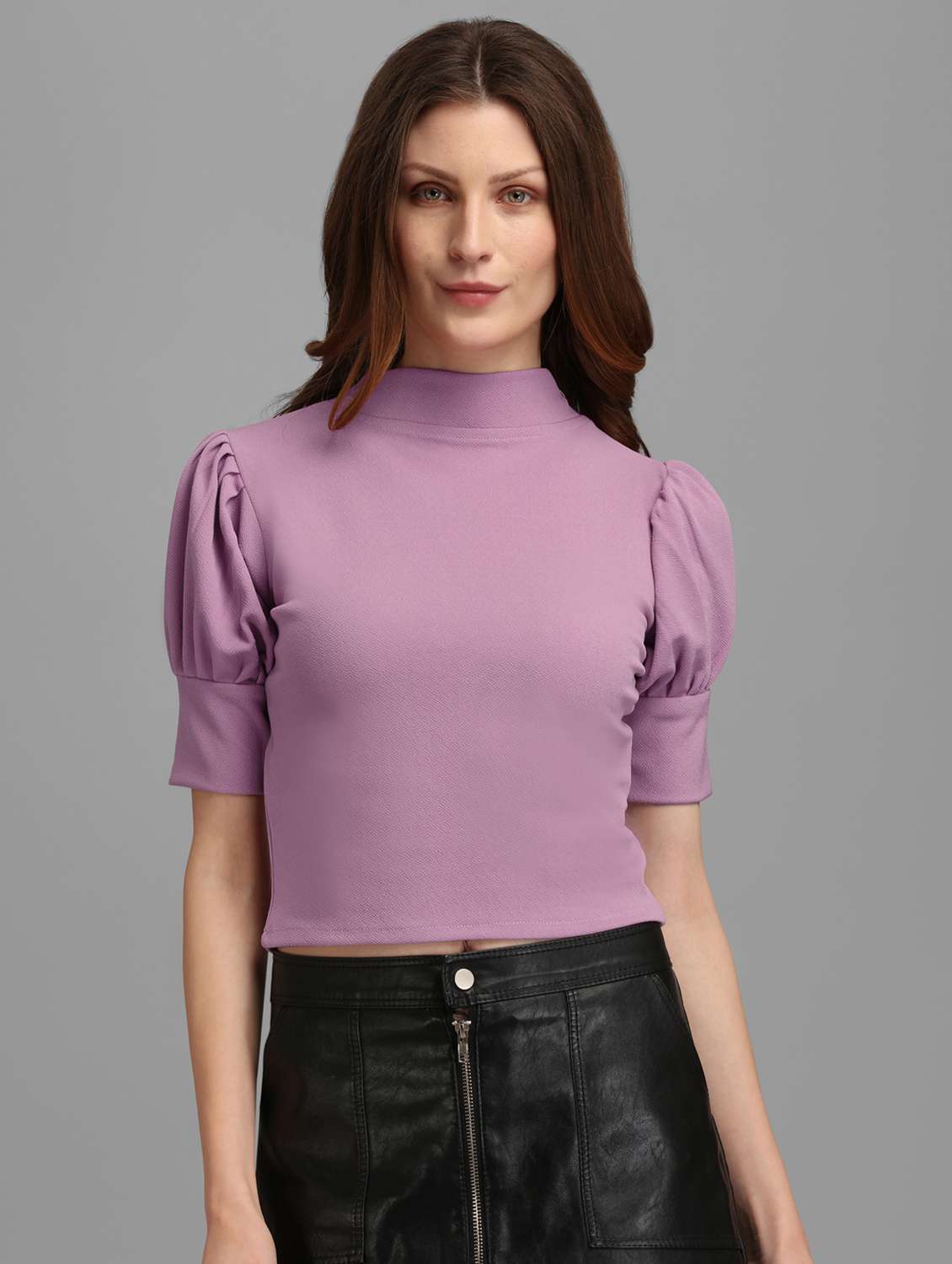 purple polyester crop top