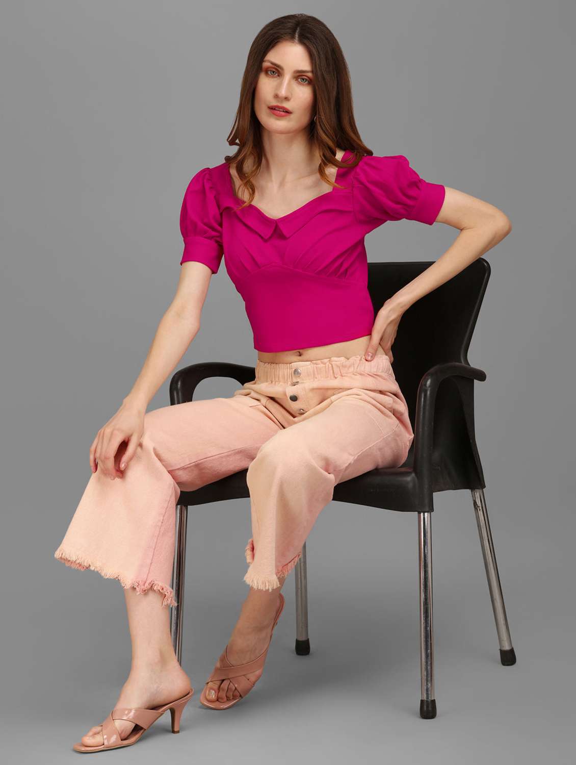 pink polyester crop top - 22553666 -  Standard Image - 3