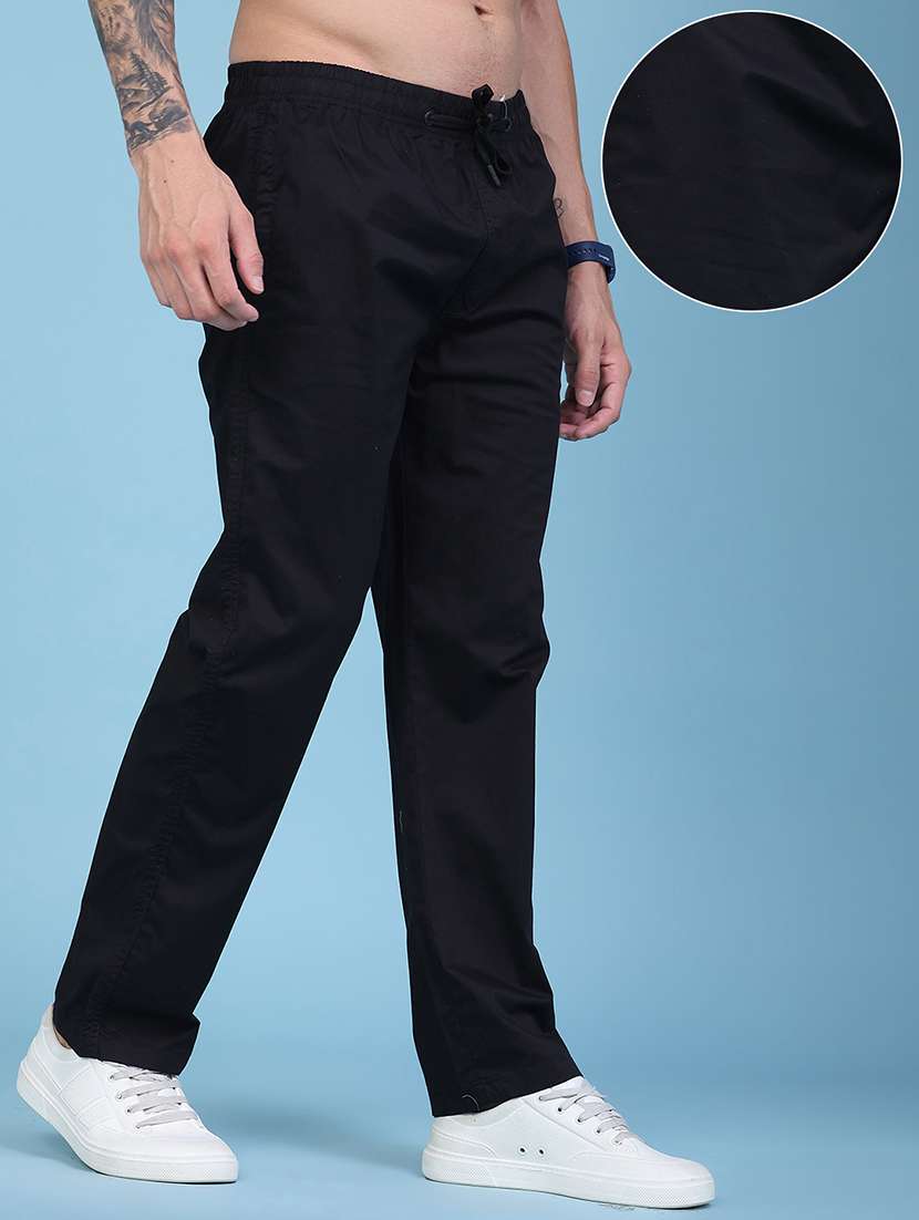men solid mid rise flat front casual trouser - 22553685 -  Standard Image - 3