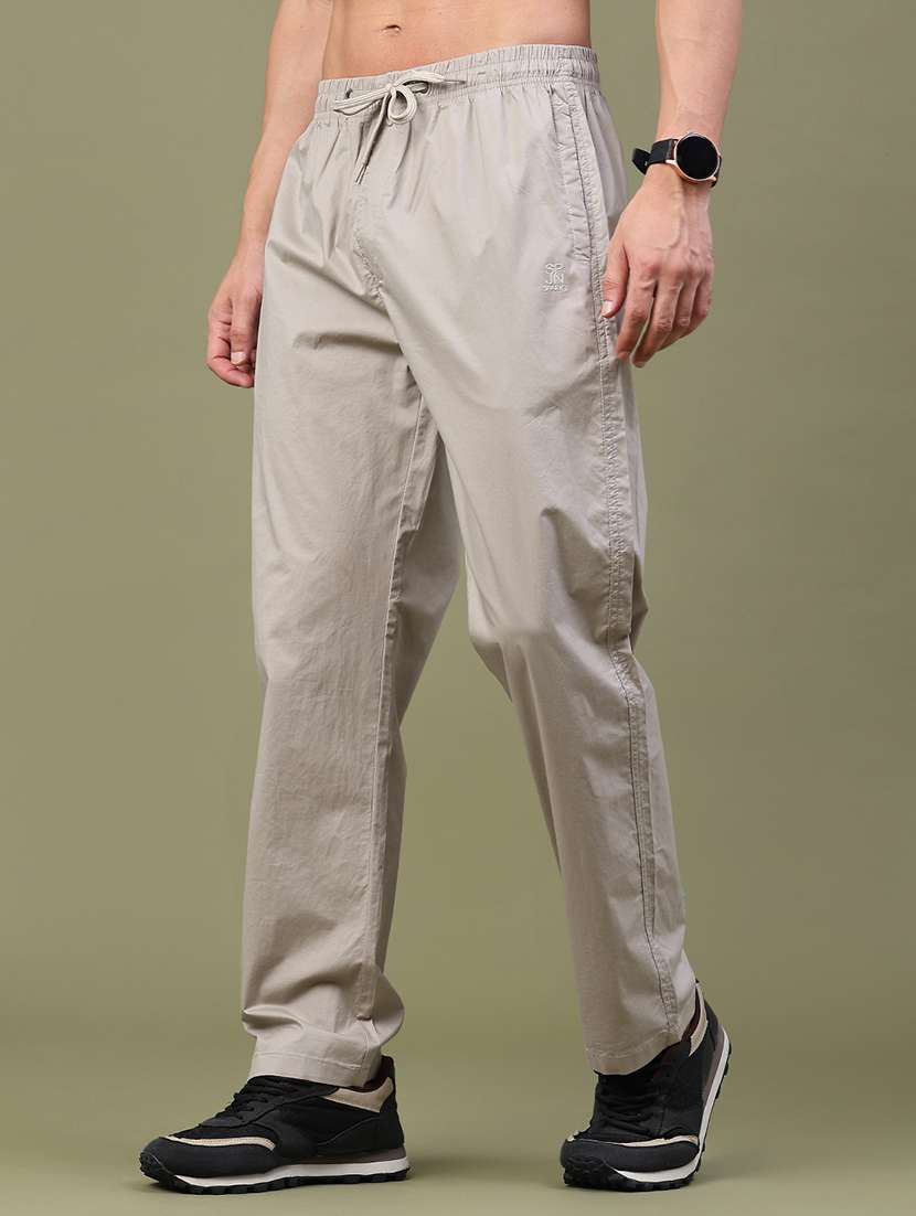 men solid mid rise flat front casual trouser - 22553689 -  Standard Image - 3