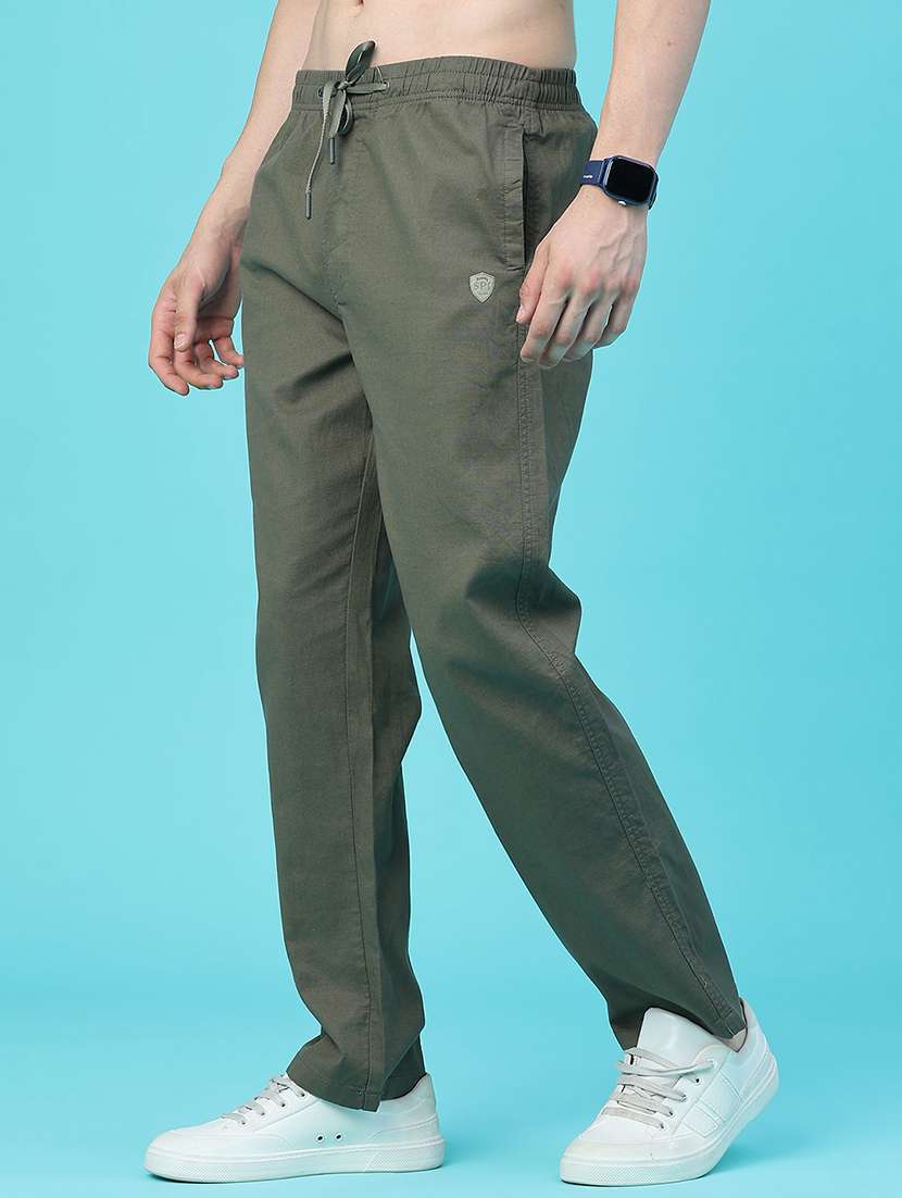 Men Solid Mid Rise Flat Front Casual Trouser - 22553693 -  Standard Image - 3
