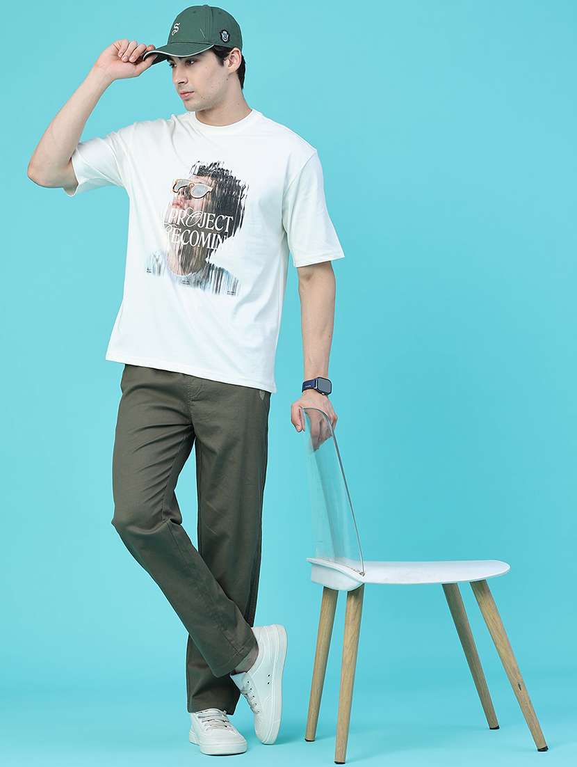 Men Solid Mid Rise Flat Front Casual Trouser - 22553693 -  Standard Image - 5
