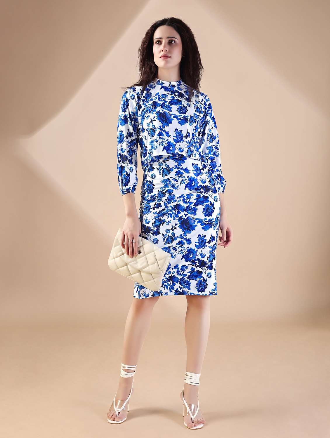 light blue lycra blend top and skirt set coord