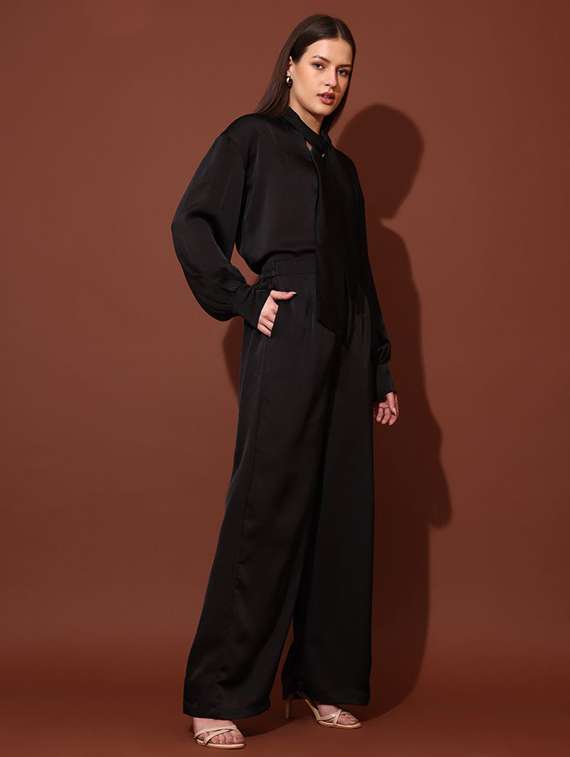 women solid long sleeves top and trouser co-ord set - 22553764 -  Standard Image - 3