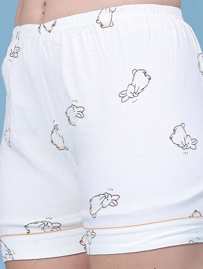 Women Printed Short Sleeves Shirt And Shorts Nightwear Set - 22553852 -  Standard Image - 5