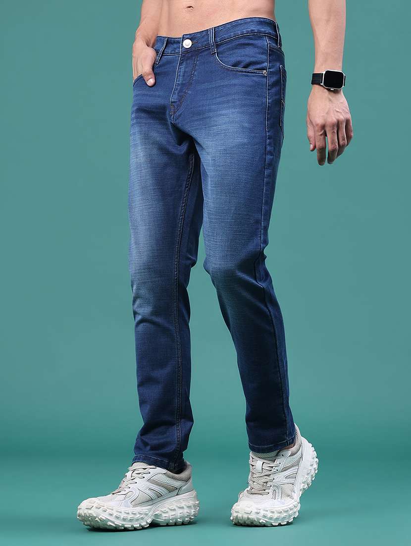 Men Washed Mid Rise Full Length Slim Fit Jeans - 22554013 -  Standard Image - 3