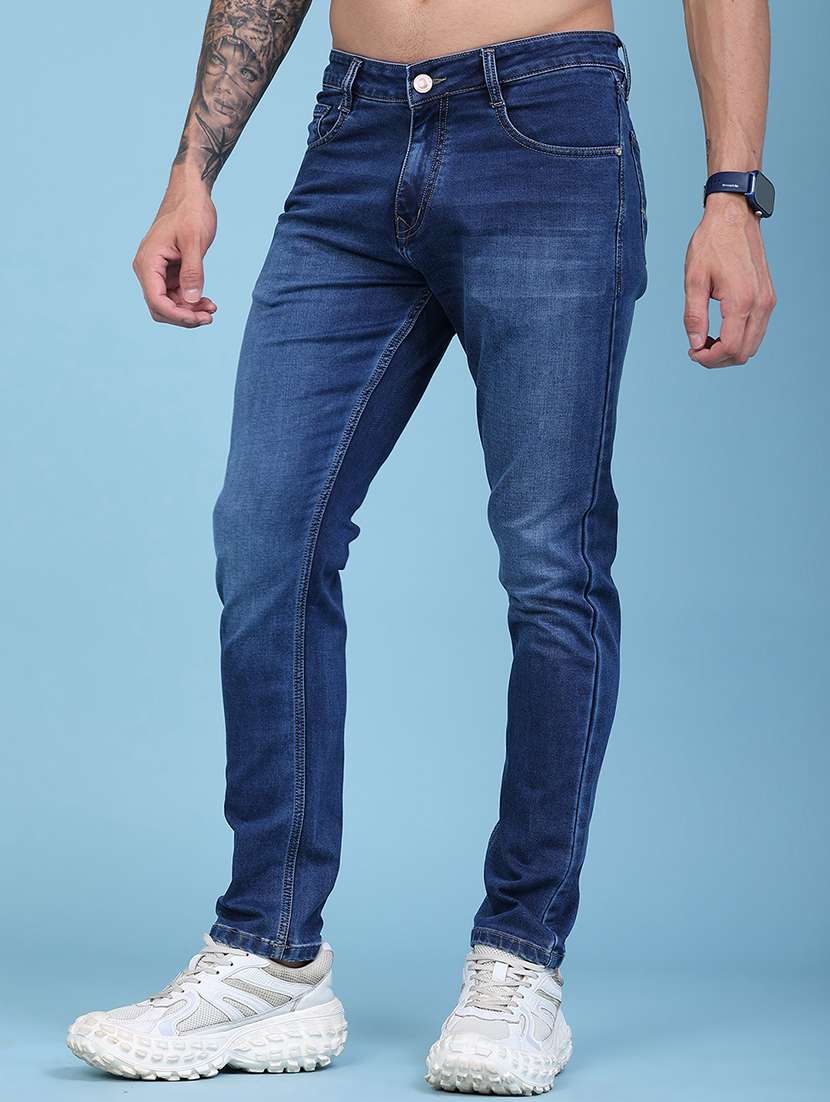 Men Washed Mid Rise Full Length Slim Fit Jeans - 22554016 -  Standard Image - 3