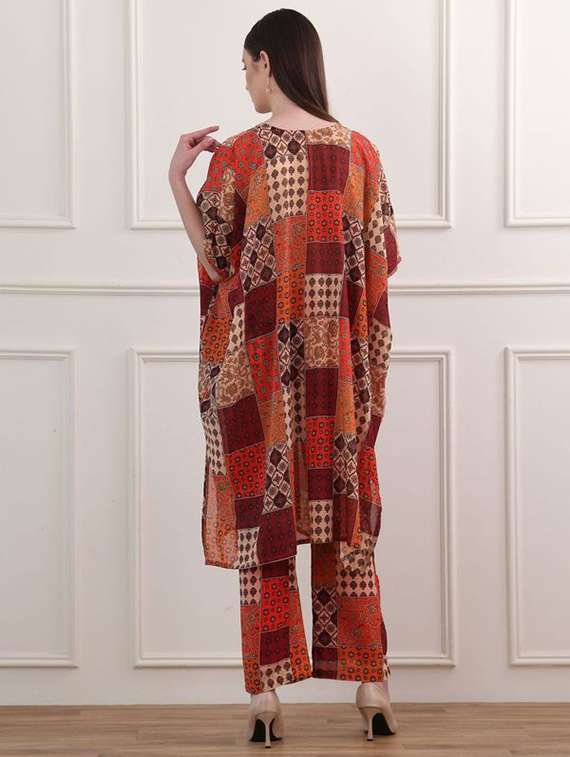 women printed kimono sleeves top and trouser co-ord set - 22554089 -  Standard Image - 3
