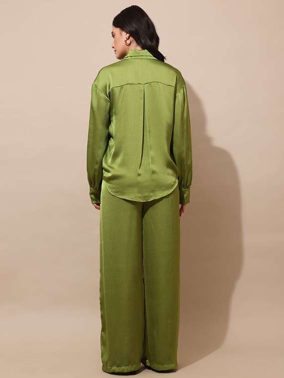 women solid long sleeves top and trouser co-ord set - 22554104 -  Standard Image - 3