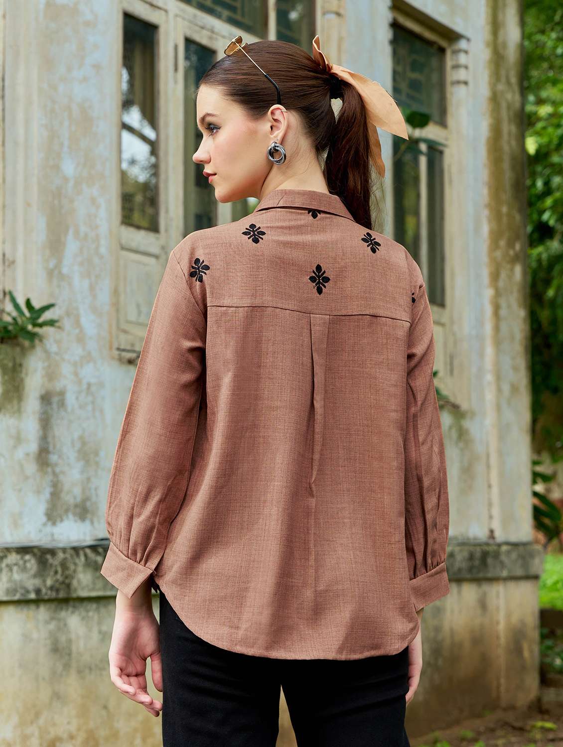women embroidered long sleeves regular shirt - 22554116 -  Standard Image - 3
