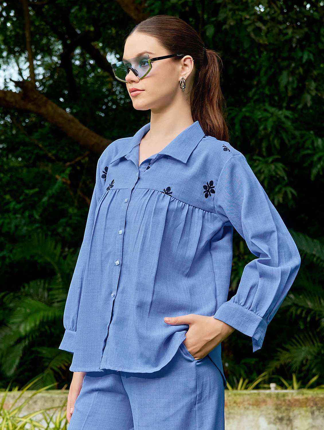 women embroidered long sleeves regular shirt - 22554117 -  Standard Image - 3