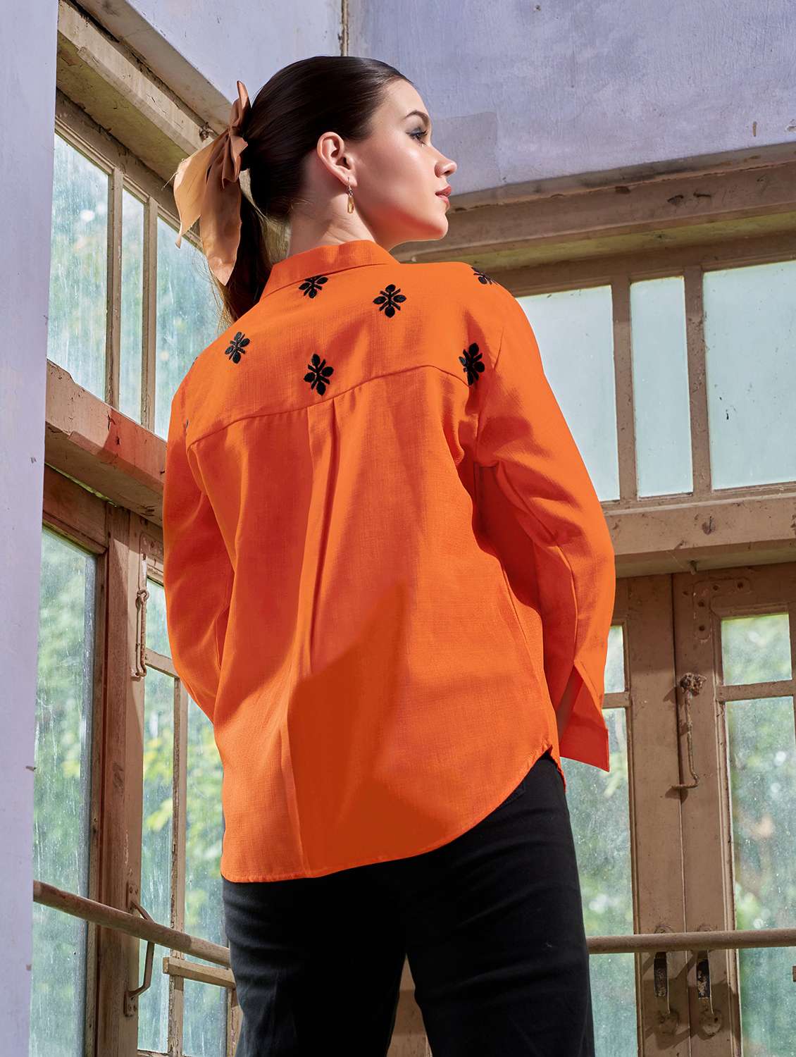 women embroidered long sleeves regular shirt - 22554118 -  Standard Image - 3