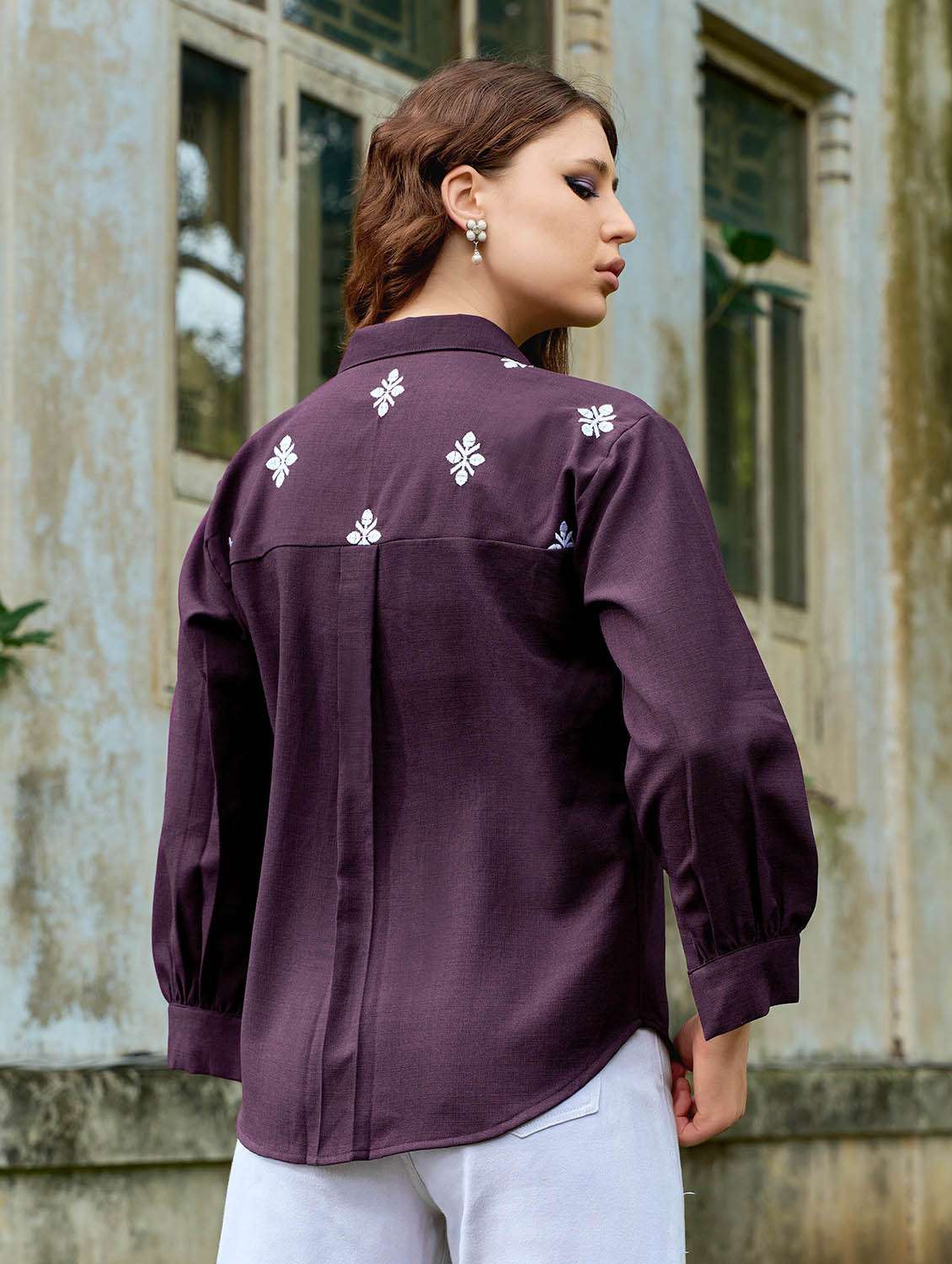 women embroidered long sleeves regular shirt - 22554119 -  Standard Image - 3