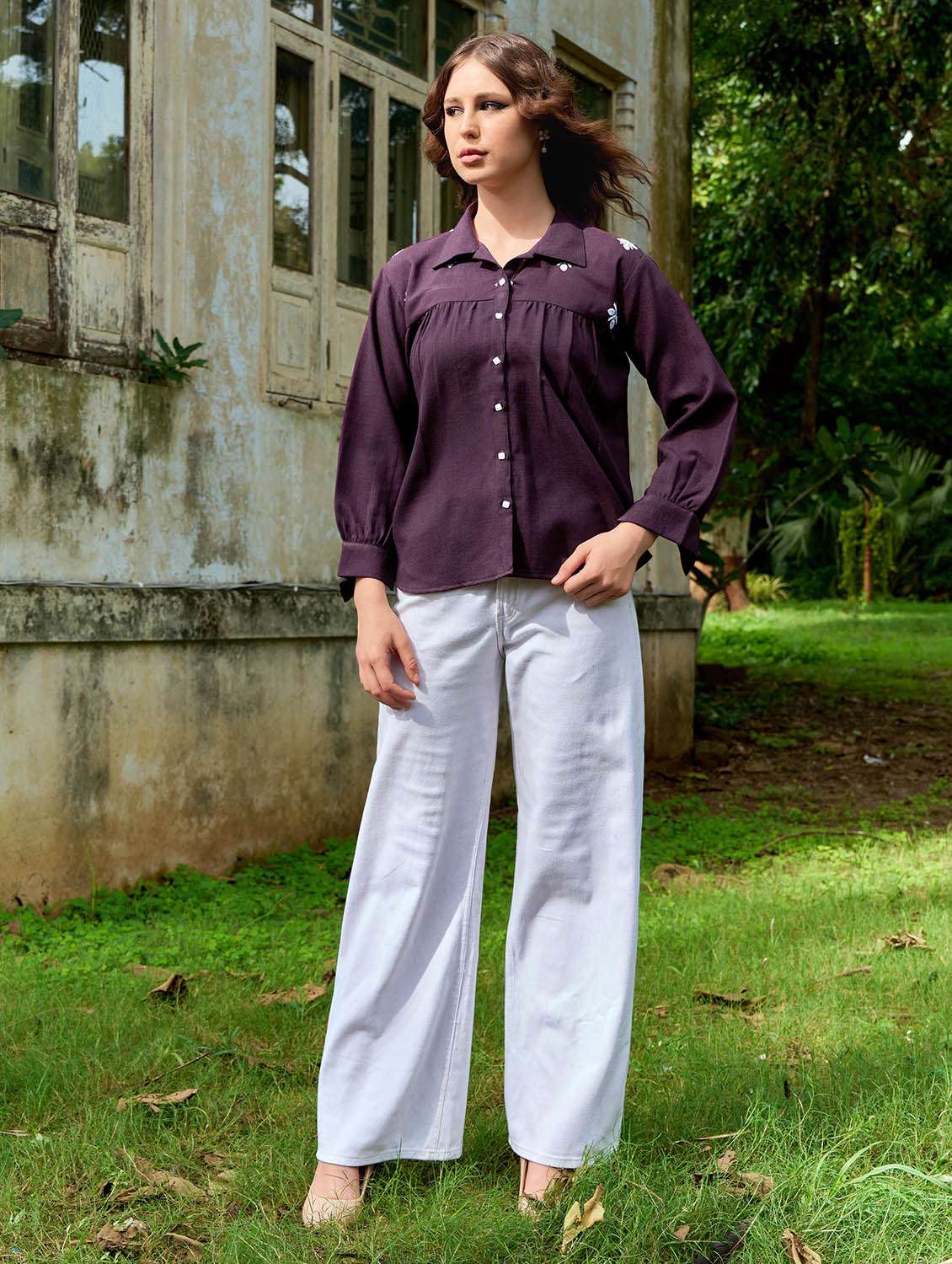 women embroidered long sleeves regular shirt - 22554119 -  Standard Image - 5