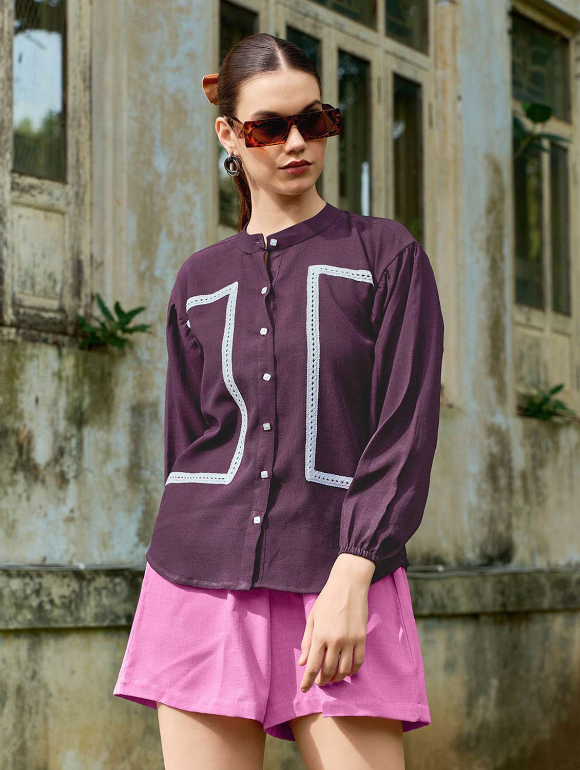 women solid long sleeves regular shirt