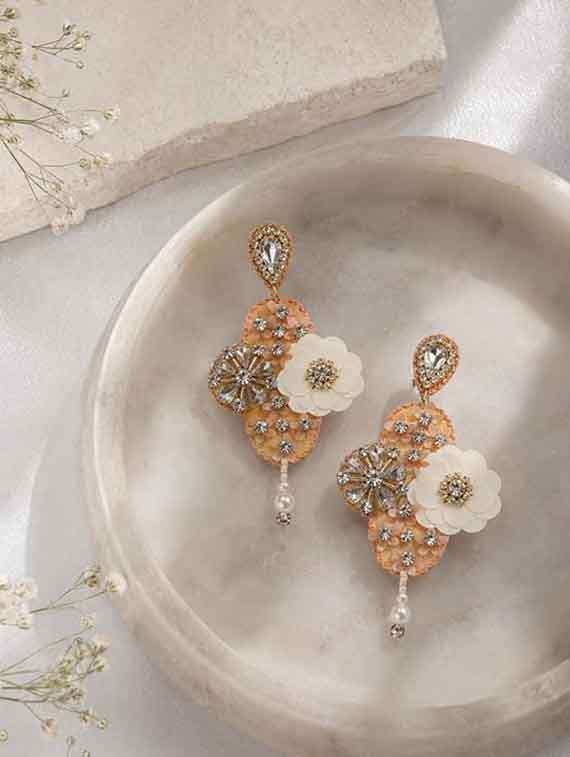 beads rhinestone cotton fabric earrings for women