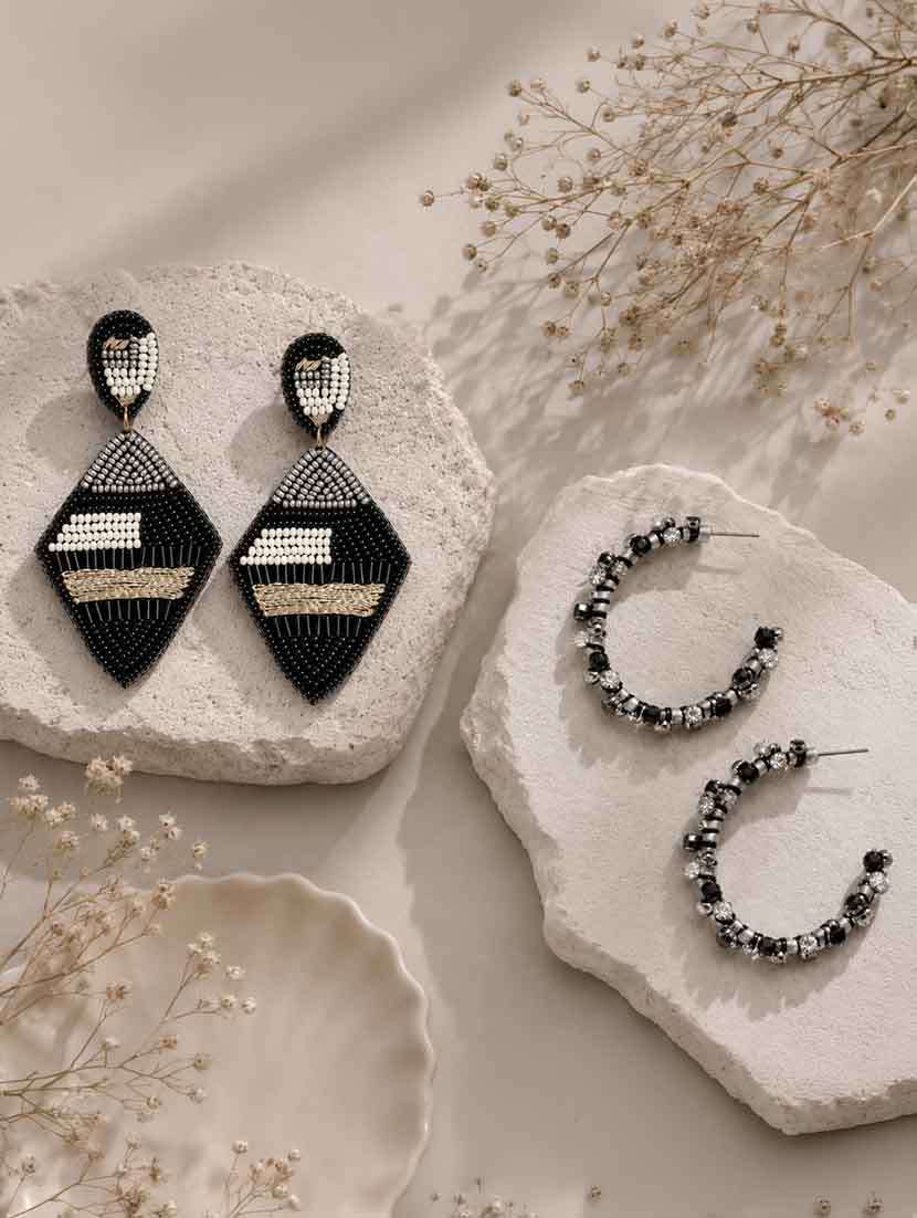thread & beads earrings combo pack of 2 for women 
