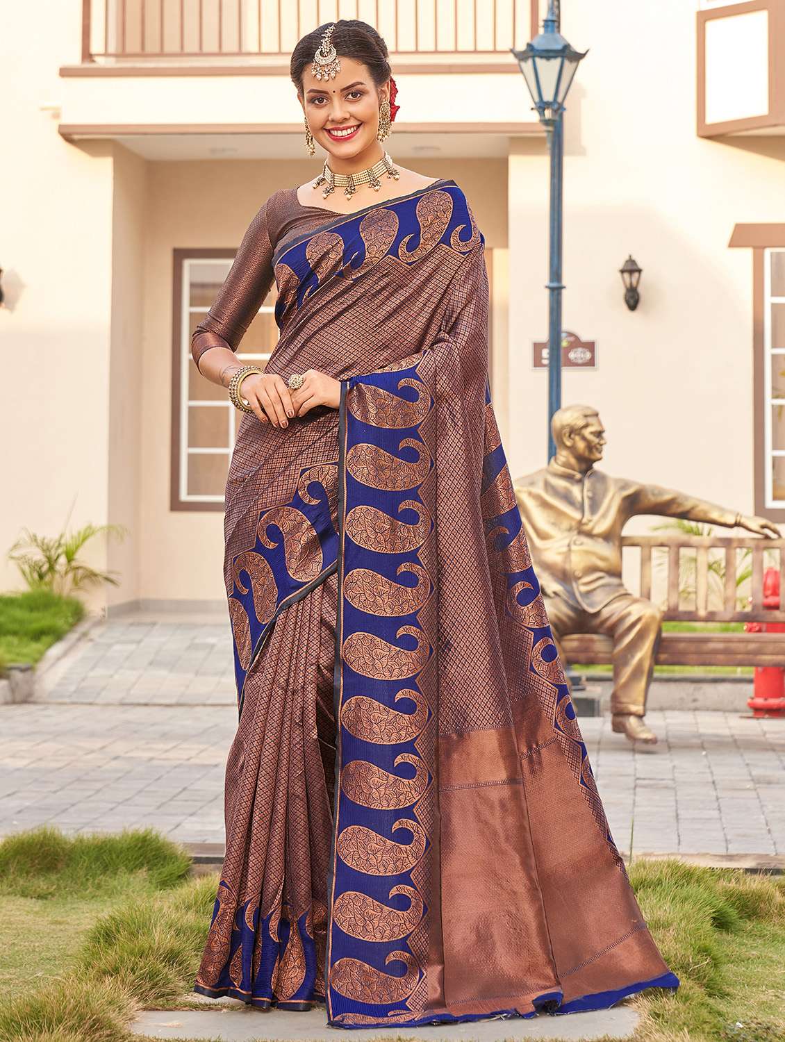 women self design banarasi saree with blouse