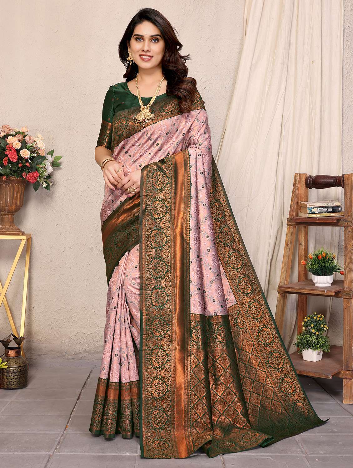women self design banarasi saree with blouse