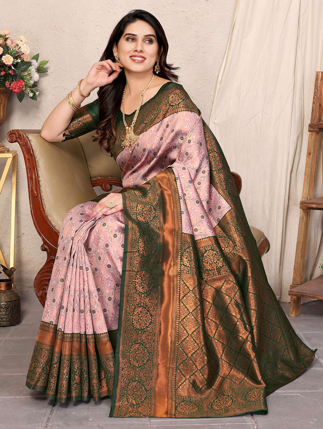 women self design banarasi saree with blouse - 22554606 -  Standard Image - 3
