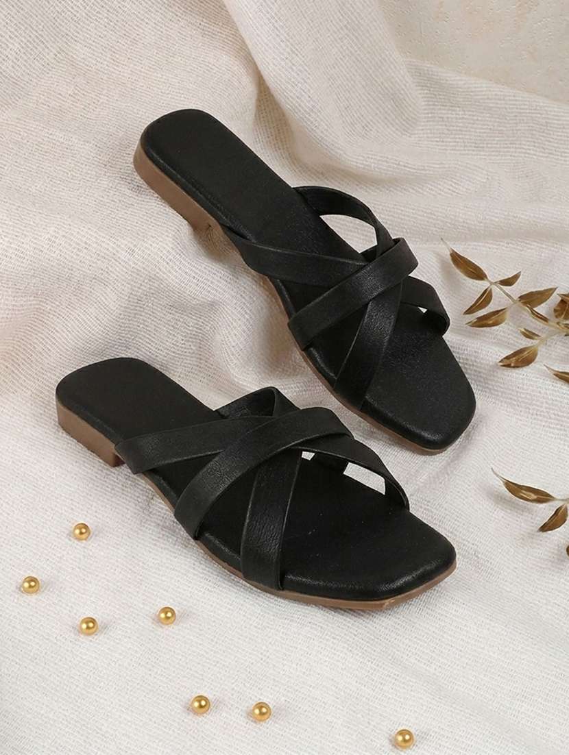 women solid slip on flats