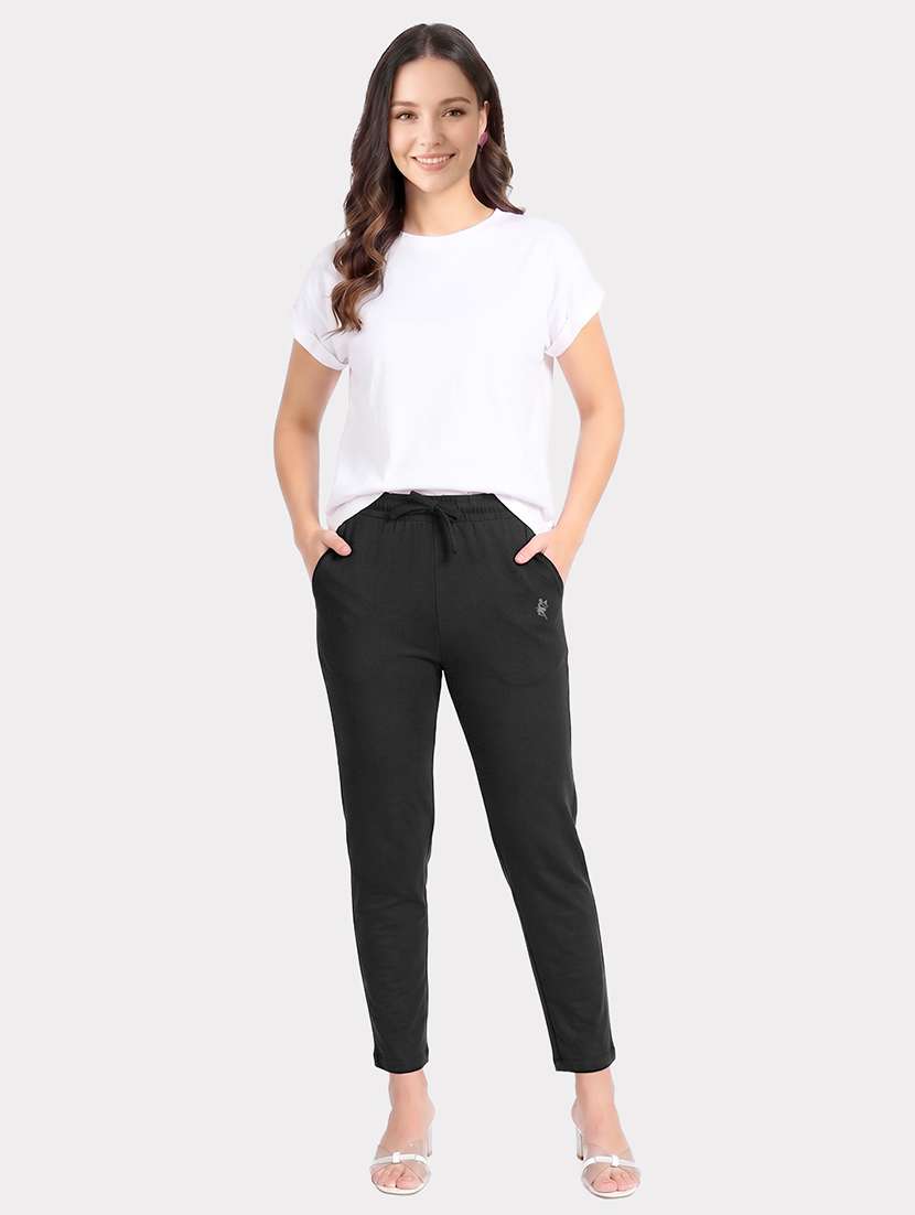 women solid mid rise ankle length track pant - 22554789 -  Standard Image - 3