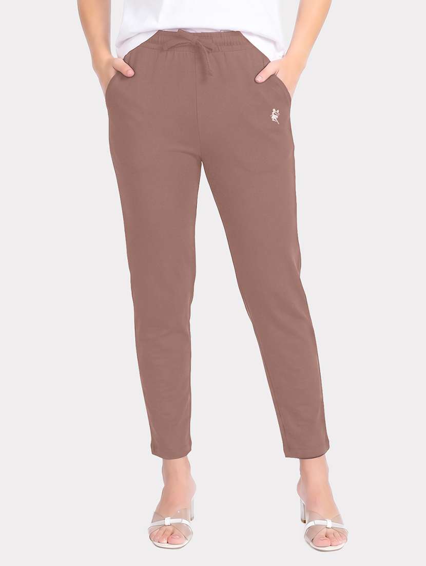 women solid mid rise ankle length track pant