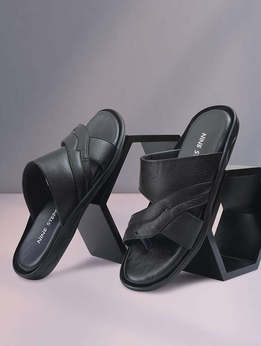 men black slip on sandal
