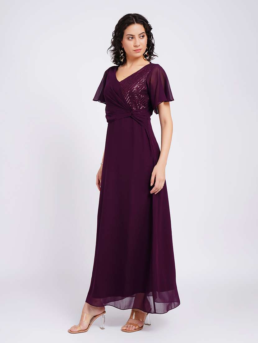 women sequined flared sleeves fit and flare dress - 22554882 -  Standard Image - 3