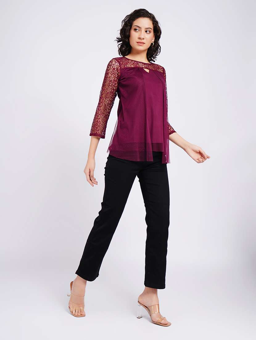women self design round neck regular top - 22554889 -  Standard Image - 5